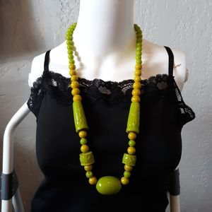 Vintage Green Bakelite Style Beaded Necklace
